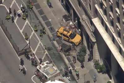 Six hospitalized after NYC yellow cab jumps curb in Manhattan