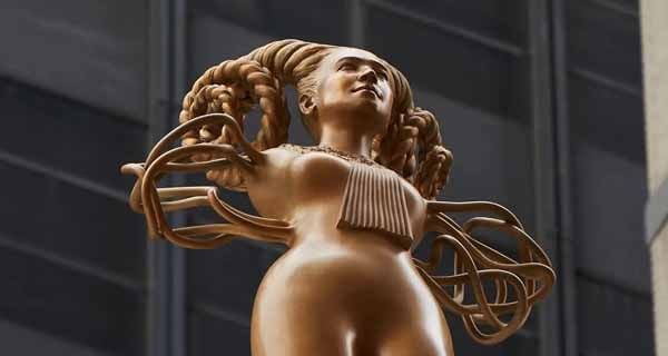 New York City courthouse gets a statue of a gold demon to pay tribute to RBG and abortion