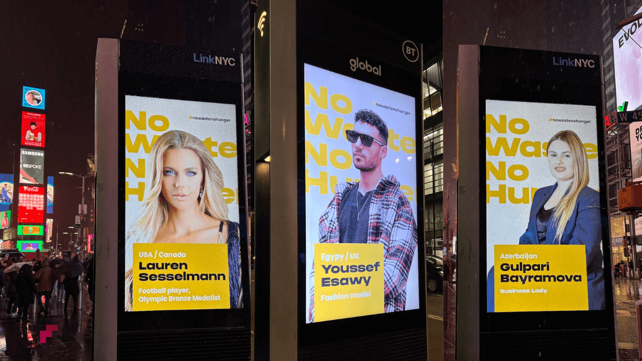 Now you san See “No Waste No Hunger” posters in New York City and London