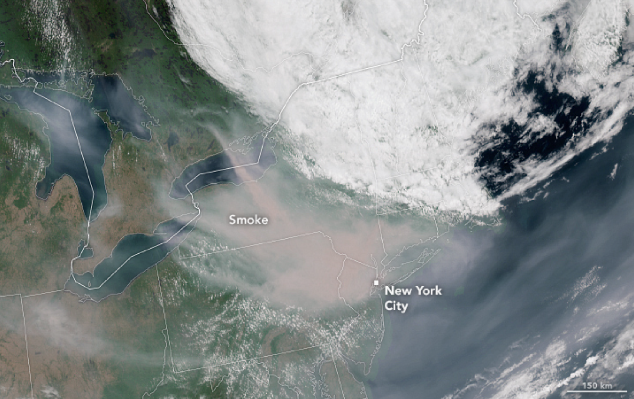 Satellite Image Shows Smoke Engulfing U.S. East Coast