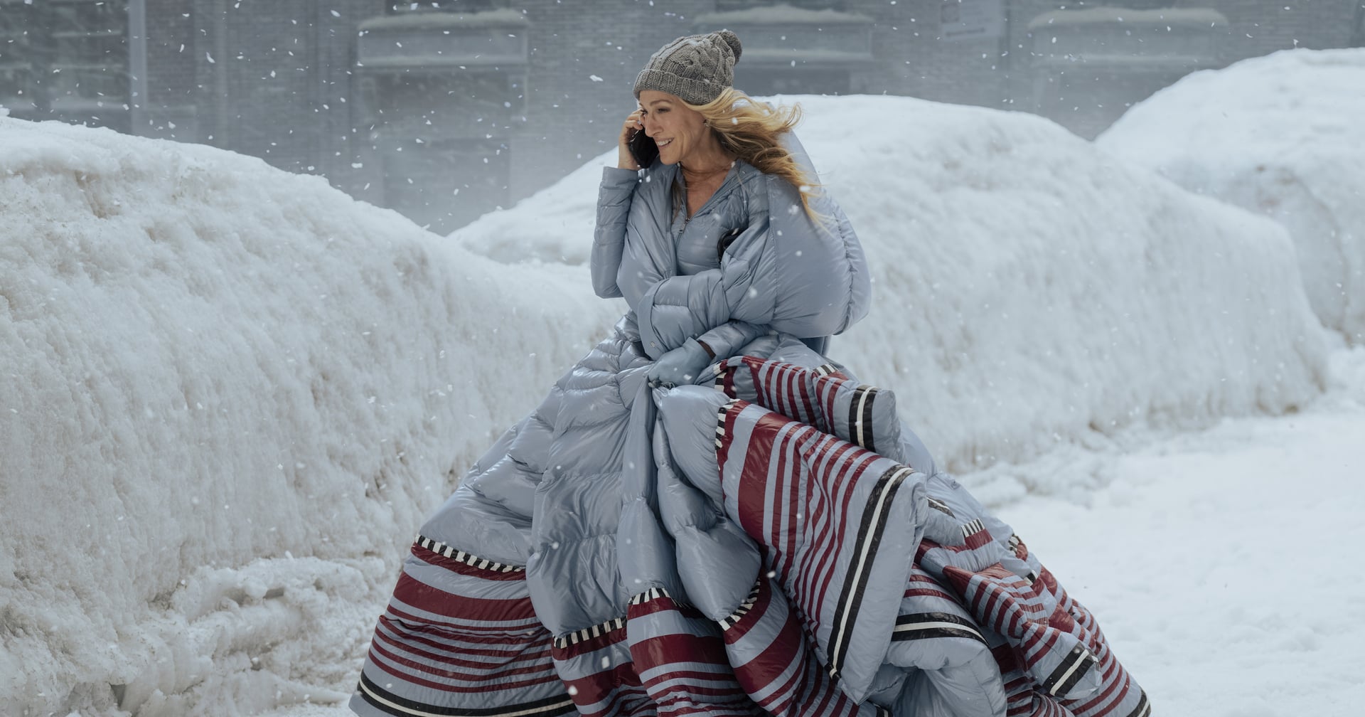 Only Carrie Bradshaw Could Wear a Puffer-Coat Ballgown