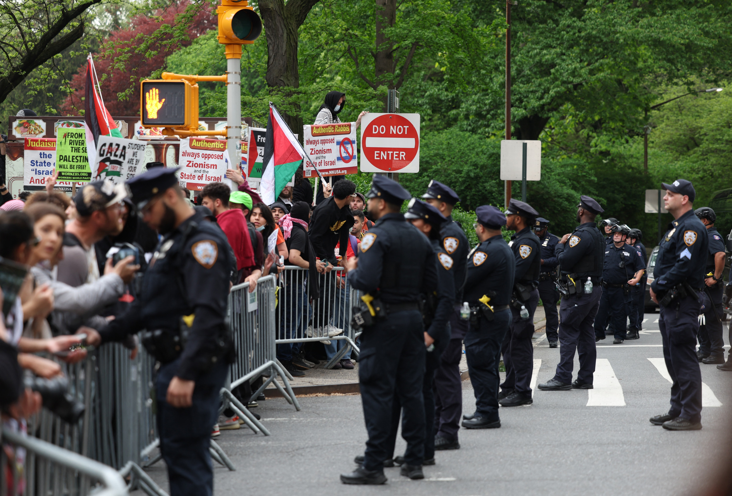 Massive Gathering of Pro-Palestinian Protesters Descend on Met Gala