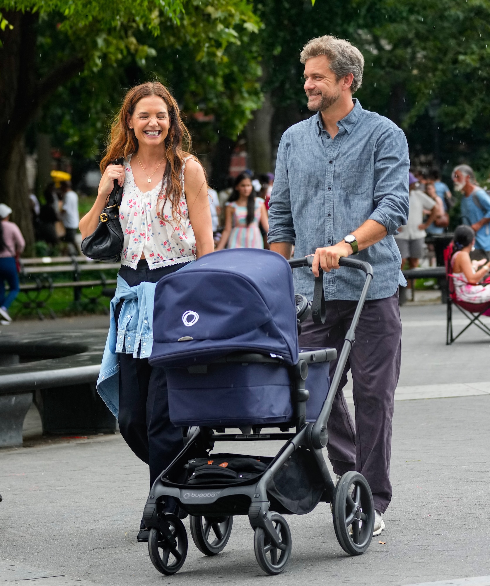 Katie Holmes and Joshua Jackson Push Baby Stroller Filming ‘Happy Hours’